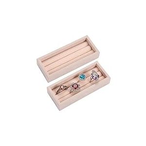 Valyria Lot de 2 petits plateaux de rangement en velours &agrave; 2 emplacements pour boucles d'oreilles, bo&icirc;te &agrave; bijoux, tiroir, commode