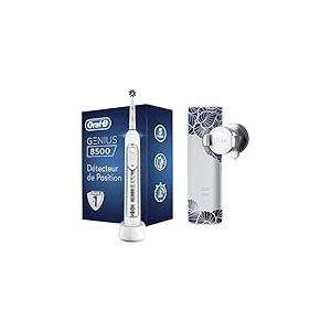 Oral-B Genius 8500n, Brosse &agrave; Dents &Eacute;lectrique Rechargeable, Souple pour Voyage, Manche Connect&eacute; Bluetooth, D&eacute;tecteur de Position, 1 Brossette et 1 &Eacute;tui de Voyage Premium Offert, Argent&eacute;