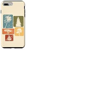 Silhouette d'arbre rétro Nature - Palmier, pin, Acacia, cèdre Coque pour iPhone 7 Plus/8 Plus