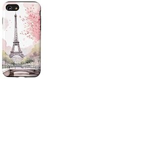 Rose Aquarelle Printemps Paris Tour Eiffel Rêve Coque pour iPhone SE (2020) / 7 / 8