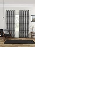 Sundour Carnoustie Rideaux occultants &agrave; &oelig;illets Motif Carreaux Gris 117 x 183 cm
