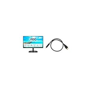 AOC Ecran LED 22" 22B2H Full HD & PremiumCord 4K Câble HDMI Haute Vitesse M/M 10.2Gbps avec Ethernet, Full HD 1080p, 3X Blindé, Deep Color, 3D, Arc, HDR, Connecteurs plaqués Or, Noir, 0,5 m