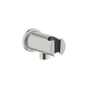 GROHE Rainshower Coude &agrave; encastrer avec support de douche (Rosace ronde &Oslash; 48 mm, raccord filet&eacute; m&acirc;le 1/2", montage mural, Anti retours d'eau), Supersteel, 26658DC0