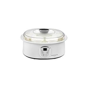 BROWIN®801015 Yaourtière avec thermostat et verres | 7 pots à yaourt avec couvercle | 1,3 l | 20 W