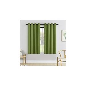 HUTO Rideaux occultants extra longs pour chambre &agrave; coucher &ndash; Rideaux occultants &agrave; isolation thermique de couleur unie avec &oelig;illets en cuivre antique pour salon et salon (vert sauge, 1 paire, 132,1 x 114,3 cm)