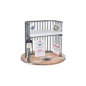 babybay Boxspring lit cododo en Bois de hêtre Massif/Compact et modulable/Hauteur du lit réglable en continu/lit bébé évolutif (Peint en Gris Ardoise) / avec Matelas