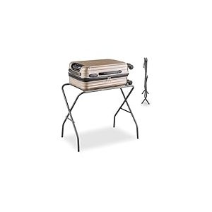 Relaxdays Porte-Valise, 2 pièces, Pliable, métallique (Acier), hôtel, H x L x P : 55 x 67 x 43 cm, Gris