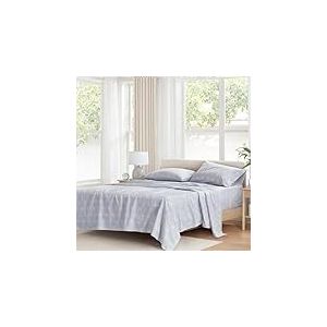 Comfort Spaces Parure de lit 4 pièces 100% Coton pour Grand lit, Respirante, Douce, Convient aux Matelas jusqu'à 40,6 cm, Toutes Saisons, Gris Adelia