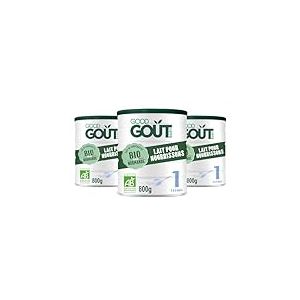 GOOD GOÛT - Lot de 3 - Lait Infantile 1er Âge - Lait pour Nourrissons Format Poudre - de 0 à 6 Mois - sans Huile de Palme - sans Maltodextrine - Crème de Lait Bio - Fabriqué en Normandie - 800 g