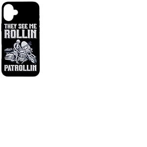 Rollin Patrollin &ndash; Police et Police autorouti&egrave;re Moto Cop Coque pour iPhone 16 Plus