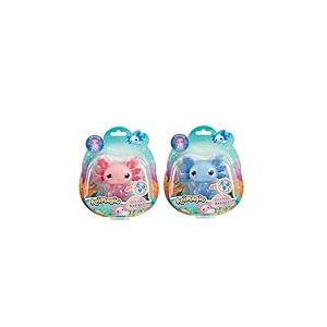 Animagic - Lot 1 Axolotl Rose + 1 Axolotl Bleu - Animal de Compagnie Électronique & Lumineux - pour Enfants dès 4 Ans - Jeu Sensoriel & Tactile - Corps Extensible - Flotte & Brille dans l’Eau