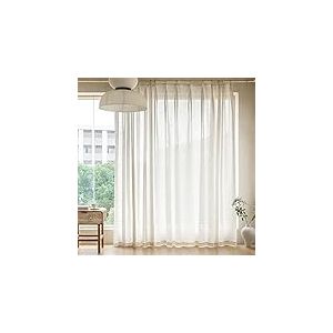 MAIHER Rideaux Semi-Transparents Extra Larges pliss&eacute;s pinc&eacute;s textur&eacute;s en Lin synth&eacute;tique, Qui filtrent la lumi&egrave;re, avec Crochets, 1 Panneau, pour Salon, 254 x 243,8 cm (l x L)