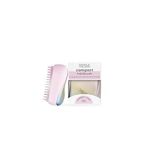 Tangle Teezer Compact Styler, Brosse à Cheveux Démêlante, Cheveux Secs et Mouillés, Tous Types de Cheveux, Brosse Idéale pour Voyager, Pochette de Transport, Nacre Mat Chrome