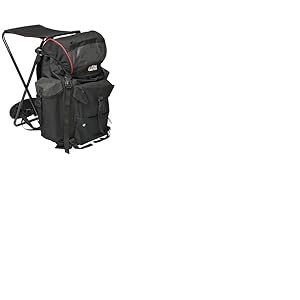 Abu Garcia Deluxe P&ecirc;che Sac &agrave; Dos avec Chaise int&eacute;gr&eacute;e - Sac &agrave; Dos r&eacute;sistant et Hydrofuge pour p&ecirc;cheurs et Amateurs de Plein air, Noir/Rouge