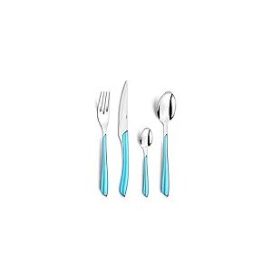 AMEFA - Ménagère 16 couverts de table pour 4 personnes - Eclat - Acier inoxydable 18/0, Finition Brillante - Bleu Turquoise