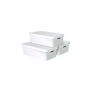 Curver 240671 Boîte de Rangement avec Couvercle Plastique, Blanc, 30 L