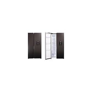 Respekta réfrigérateur-congélateur côte à côte avec distributeur d'eau en acier noir AC178BSWS-18 / H:178 cm, L:91 cm/Compartiment réfrigérateur de 326 L, Congélateur de 174 L, No Frost