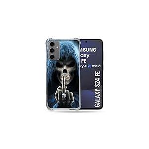 Cokitec Coque Renforcée pour Samsung Galaxy S24 FE Tete de Mort Doigt