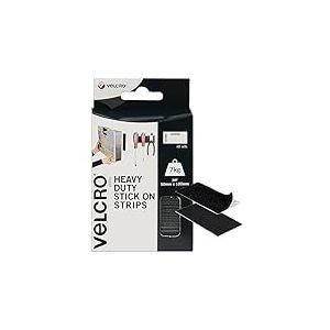 Velcro Marque Bandes Adh&eacute;sives De Puissance Industrielle Double Face Avec Fixation Auto-Agrippante &Agrave; Crochets Et Boucles, Le Bureau, Dans Le Garage, Noir 50 Mm X 100 Mm, Lot De 2