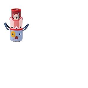 LILLIPUTIENS - 3 Gobelets de Bain - Gobelets de Bain Empilables &ndash; Jeu d&rsquo;Eveil Sensoriel pour Tout-Petits - Jouet Amusant pour Baignoire & Piscine - en N&eacute;opr&egrave;ne - D&egrave;s 6 Mois - 83584