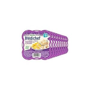 Blédina - Blédichef - Repas Bébé 15 Mois - 9 Plats Pommes de Terre Choux-Fleurs Béchamel - Petits Morceaux - 100% Ingrédients d'Origine Naturelle - Dès 15 Mois - 9 Assiettes de 250g