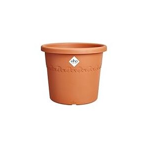 Elho Algarve Cilindro Wheels 40cm - Grand Pot de Fleurs Extérieur - Jardinières - Plastique 100% recyclé - Ø 39.5 x H 33.1 cm - Marron/Terre Cuite