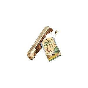 Dehner Best Nature friandise pour Chiens, bâtonnet à mâcher en Bois de cerf Rouge coupé en Deux, Taille L