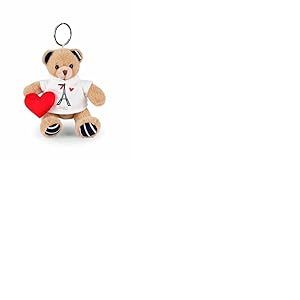 DOUDOU ET COMPAGNIE - Porte-Clés Peluche Ours Paris avec T-Shirt Tour Eiffel & Petit Cœur - 14cm - Mini Peluche à Attacher sur Sac ou Clés - Idée Cadeau Souvenir Paris Enfants & Adultes - SP4283