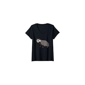 Femme Blaireau dessin blaireau Art blaireau T-Shirt avec Col en V