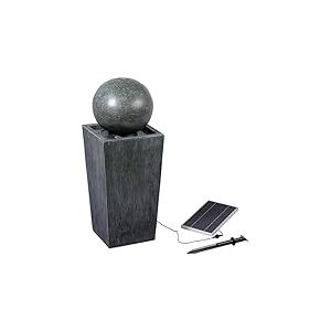 dobar® 96104e Design Apollon Fontaine solaire pour terrasse, avec éclairage LED, en polyrésine, décorative, en pierre artificielle, 30 x 30 x 78,5 cm, grise