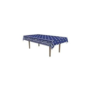 Beistle Bandana Housse pour tablecover, Plastique, Bleu/Noir/Blanc, 54" x 108"