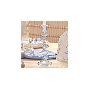 Bougeoir Bleu de Style Vintage, Support de Bougie Chauffe-Plat en Verre de Taille Moyenne pour Mariage ou Occasions spéciales, bougeoir Bleu élégant pour Tables à Manger