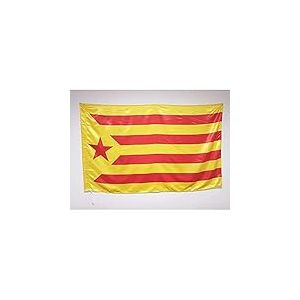 AZ FLAG - Drapeau Catalogne Estelada Vermella - 150x90 cm - Drapeau Catalan Ind&eacute;pendentiste - Catalu&ntilde;a Groga En Satin Avec Fourreau et Cordelette - Pavillon 140 g