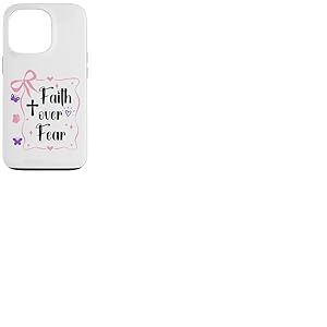 Faith Over Fear Pink Bow Christian Jesus Cross Psalms 118:6 Coque pour iPhone 13 Pro