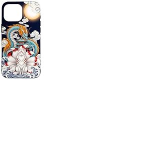 Pagode du Dragon Renard Kitsune &agrave; Neuf queues Japonaise Coque pour iPhone 16 Pro Max