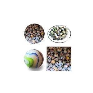 mesbilles - 10 Billes en Verre Chiffonnade - 9 Billes et 1 Calot