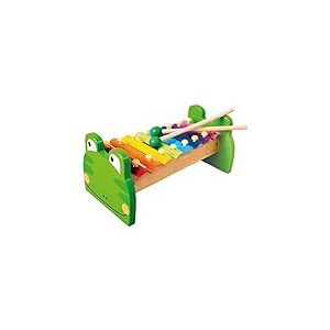 Mertens Xylophone Frog, jouet pour enfants &agrave; partir de 1,5 ans (instrument de musique pour enfants en bois et m&eacute;tal, 8 plaques sonores, jouet en bois avec 2 maillets en bois), Multicolore