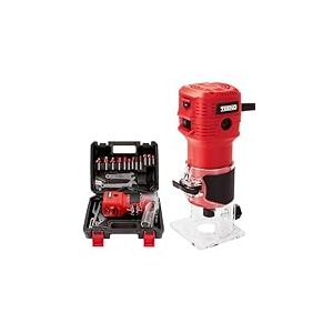 TEENO Affleureuse à Bois Défonceuse Électrique 650W 15000-32000 RPM,Affleureuse Défonceuse Avec 12 Fraises à Défoncer Queue de 1/4",6 Vitesses Variables, Housse Anti Poussière,2 Pinces de 6/6.35mm