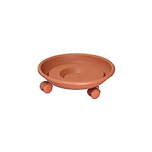 Wagner Support à roulettes pour Pot de Fleur Serie K Ø 27,5 x 8,5 cm I Dessous-de-Pot & Porte Plante I intérieur + extérieur I Roule Pot en Plastique, Terracota I Capacité de Charge 30 kg - 20102101