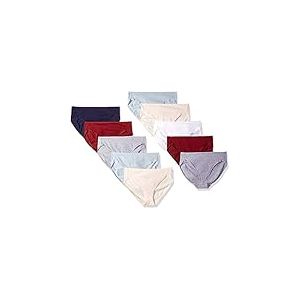 Amazon Essentials Culotte en Coton Taille Haute (Disponible en Grande Taille), Respirant Femme, Lot de 10, Couleurs Tonalités Froides/Teintes Chaudes, 46
