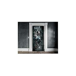 FIESTAS GUIRCA | Décoration de Porte Zombie Attack en Tissu (80x180 cm) - Idéal pour Fêtes d'Halloween et Célébrations de Policiers - Décoration de Mur, Porte et Fenêtre - Multicolore