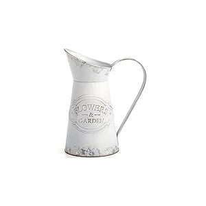 SOUJOY Vase Rustique Shabby Chic, Vase &agrave; Fleurs galvanis&eacute;, Pot &agrave; Lait en m&eacute;tal, Style fran&ccedil;ais, pichet d&eacute;coratif Vintage pour d&eacute;coration d'int&eacute;rieur, Accessoires Photo, cierges Magiques pour Mariages