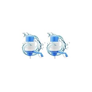 NK Universal Pompe Bouteille d&acute;Eau - Distributeur d'eau Froide Manuel, Compatible pour Carafes et Bouteilles 2L 4L 6L10L 12L, Blanc/Bleu (2 Adaptateurs 3.8 & 4.8cm) (Lot de 2)