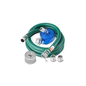 VEVOR Kit de tuyau d'aspiration pour pompe &agrave; eau, avec tuyau de lavage &agrave; contre-courant bleu de 50,8 mm x 15,24 m, tuyau d'aspiration vert de 6,1 m, cr&eacute;pine &agrave; trou rond en acier, serrures &agrave; came