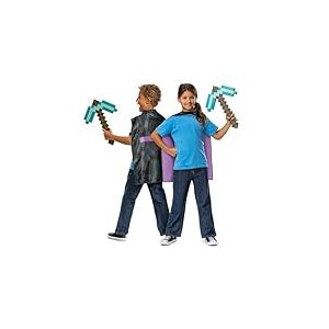 Minecraft Pickaxe & Cape Set - Licence Officielle - Déguisement Accessoire - Pioche et Cape - Taille Enfant - Multicolore - Matériaux Durables - Cadeau Magique, Dimoand