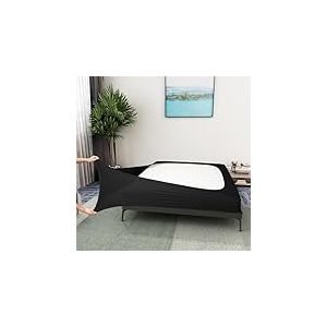 Housse pour sommier tapissier – Cache-sommier en Jersey et Extensible sur Les 4 côtés pour hôtel et Maison – Très Grand lit/très Grand lit californien/Reine Olympique, Noir