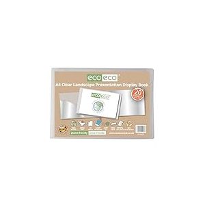eco-eco Eco174 Porte-vues A5 50% recyclé avec 20 pochettes en plastique Transparent Format paysage