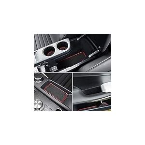 Auovo Lot de 10 Tapis Anti-poussi&egrave;re pour Lexus is Accessories 2020 2019 2018 2017 2016&ndash;2013 - Porte-gobelet int&eacute;rieur pour Console Centrale et Poches de Porte (Bordure Rouge)