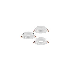 Eglo jeu de 3 spots encastr&eacute;s Barranco, lampes &agrave; encastrer orientables, luminaires encastrables ronds, sans ampoule, &eacute;clairage de plafond en plastique blanc, douille GU10, &Oslash; 9 cm