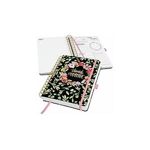 SIGEL Jp200 Jolie Planner Journalier Sans Date, Flower Love, 120 G/M², 16,8 X 21,5 cm, Hardcover, 240 Pages, Noir, Vert, Rose